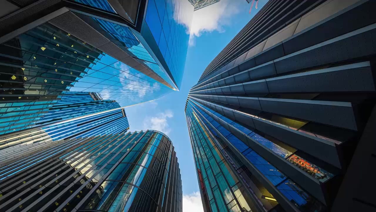 A corporate building skyscraper in the downtown district of London, United Kingdom