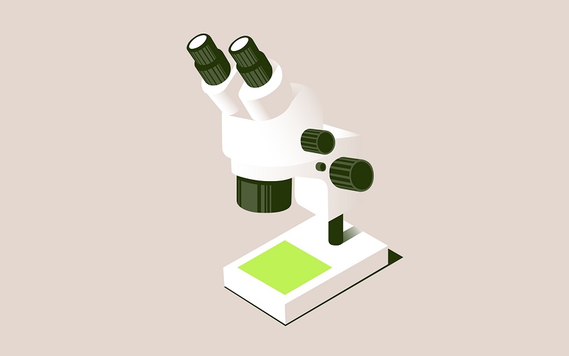 Modern microscope illustration showcasing advanced technology and life science engineering